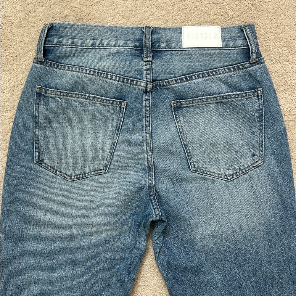 Pistola | Light Blue Relaxed Fit Distressed Straight Leg Jeans | 26 | In 26”-28” - Picture 7 of 12
